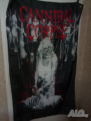 Cannibal Corpse Знаме дет метъл тежък брутален кръв зомбита смърт тежка музика китари мощни вокали