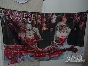 Cannibal Corpse Знаме дет метъл тежък брутален кръв дисекция трупове зомбита мъртви убийство дива му
