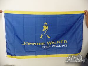Johnnie Walker знаме флаг Джони Уокър рекламно уиски син етикет шотландско ново синьо