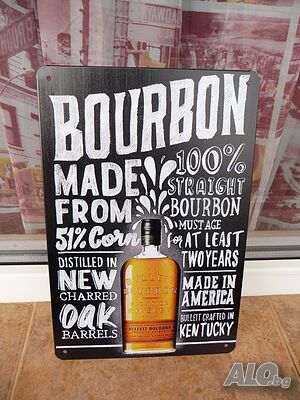 Метална табела уиски бърбън Bulleit Bourbon 100% реклама