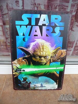 Метална табела комикс Star Wars Междузвесдни Йода джедай учител