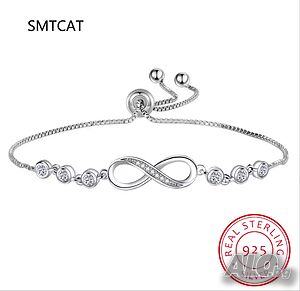 SMTCAT сребърна гривна 925 „осморка“ с цирконий