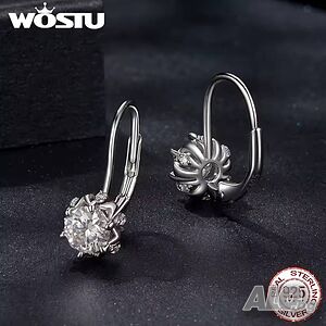 WOSTU Позлатени Сребърни Обеци с Диамант Мойсанит 1 карат. Сертификат