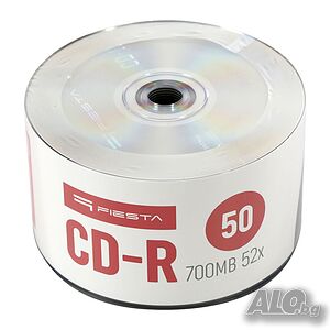 Комплект дискове - FIESTA CD-R 700MB 52X SP*50бр шпиндел + CD/DVD хартиени пликчета Hama