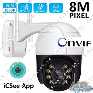 iCSee 8MP Куполна PTZ IP CAMERA WiFi Външна ВОДОУСТОЙЧИВА камера Wi-Fi