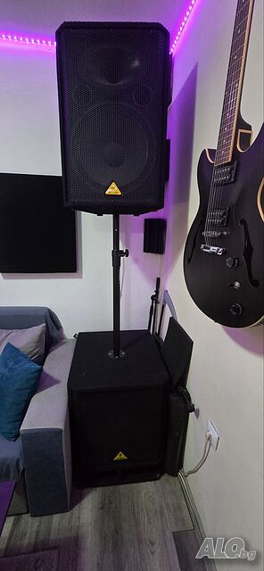 ​Професионална Озвучителна Система Behringer (Топ колони + Субуфери) + Усилвател Uniqaudio PA 1800