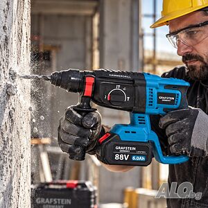 Акумулаторен перфоратор GRAFSTEIN88v2батерии безчетков мотор и куфар