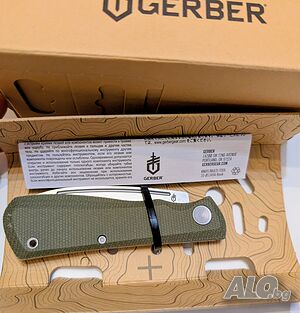 Нож сгъваем GERBER Mansfield Micarta, маслинен; лов, риболов, бушкрафт, къмпинг. Нов
