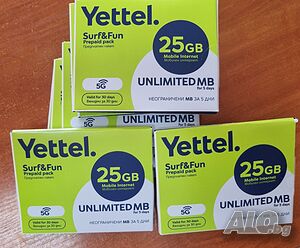 Мобилна сим карта Yettel 7 дни неограничен интернит за първите седем дни след това още + 30 GB