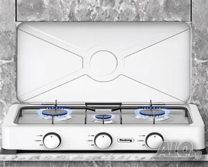 Троен газов котлон с капак Rosberg R51454E3, 30mbar 2x2.2kWh+1x1kWh
