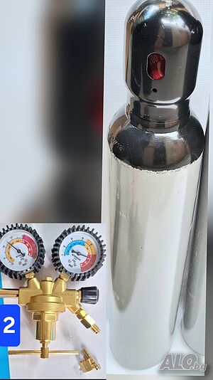 Азот бутилка 96x15см, 10л/200bar, регулатор 50-55bar клима и маркуч накрайници