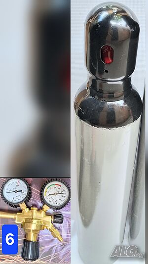 Азот бутилка 96x15см, 10л/200bar, регулатор 16-22bar накрайник клима