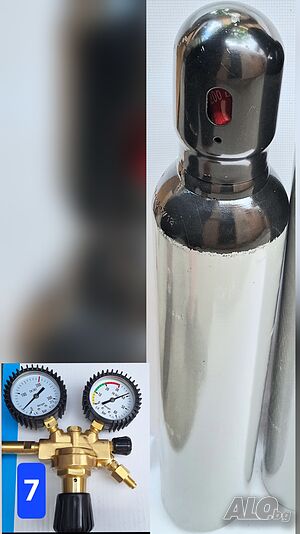 Азот бутилка 96x15см, 10л/200bar, регулатор 30-38bar накрайник клима