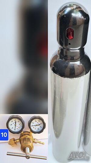 Азот бутилка 96x15см, 10л/200bar, регулатор изход 100bar накрайник маркуч