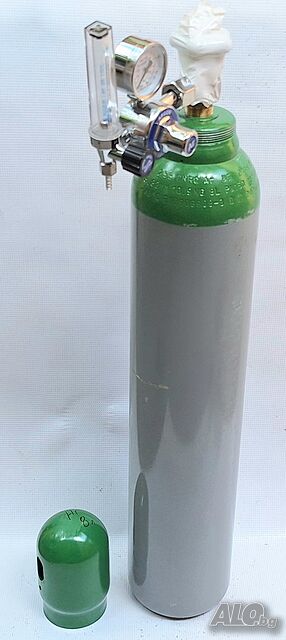 Бутилка Аргон газ 10л. -95/15см, регулатор/редуцир-вентил с ротаметър единичен