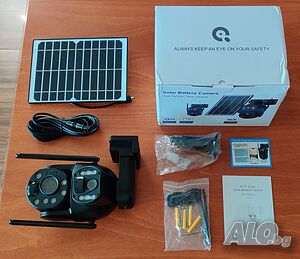 Соларна Камера - Двойна, Въртяща, Безжична (WiFi) с 36Х Оптично Увеличние, 8MP, 10W, Водоустойчива