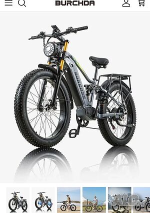 Електробайк BURCHDA RX80 - 1000W, 45 км/ч, почти нов (300 км)