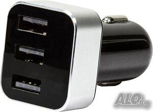3хUSB зарядно за автомобил, дисплей, 15.5 W, LogiLink Германия