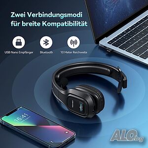 слушалки Bluetooth с микрофон, USB, TECKNET, внос от Германия.