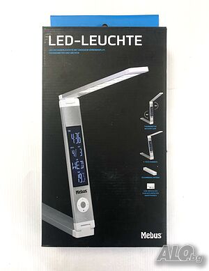 LED сгъваема лампа с термометър, часовник, календар, Германия