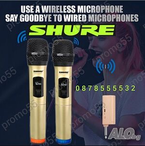 Професионални микрофони-2бр. безжични, Метална решетка, 6.35 мм,USB