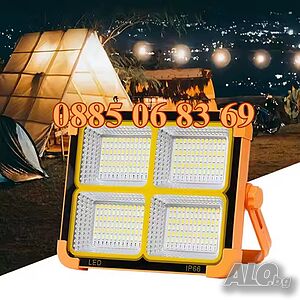 Соларна къмпинг лампа 100W, соларен прожектор с 4 режима на работа 210х170 мм