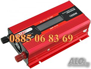 Инвертор 1000W 24V с дисплей, преобразувател на напрежение 12V - 220V