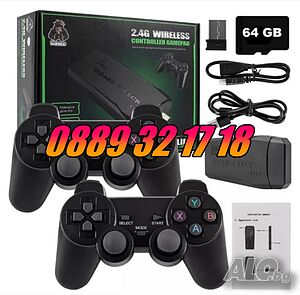 Безжична конзола GAME STICK HD с 10000 игри и два джойстика, ретро телевизионна игра
