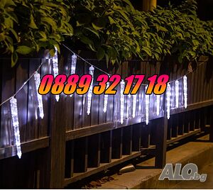 Висулки падащ сняг 50 см, бяла светлина, LED коледни висулки 8 бр.