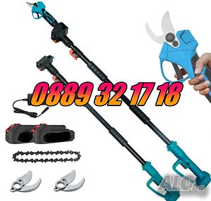 Комплект 3 в 1 Акумулаторна резачка и лозарска ножица 36V 8Ah с прът с 2 вериги и нож