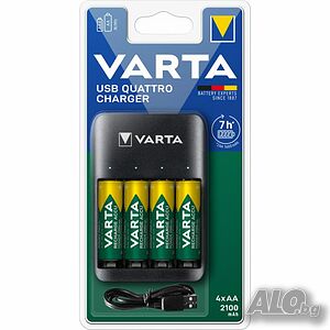 Зарядно устройство VARTA QUATRO USB за 4бр. АА/ААА + 4бр. АА/R6 2100mAh