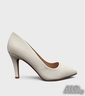 Бели елегантни дамски обувки с ток 8 см - NN50-9 White