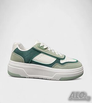 Дамски кецове в бяло и зелено W014303 Green