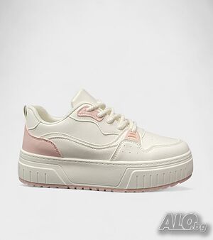Дамски кецове с висока подметка модел: W014244 white-pink