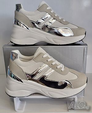 Дамски маратонки с чънки подметка на платформа модел: DG060-181 white