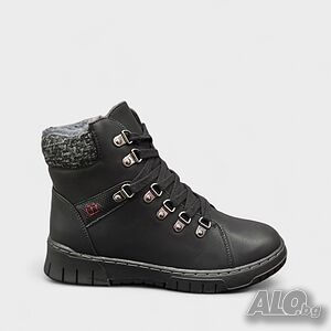 Дамски боти в черен цвят с топла вата цип и връзки модел: 6059-1 black