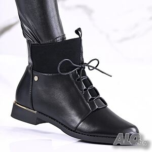 Елегантни дамски боти от кожа в черен цвят модел: B4101-2 black