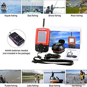 Нови промо Fish Finder XJ-01 Ultra безжичен ехолог Сонар за откриване на рибни пасажи 12 месеца гара