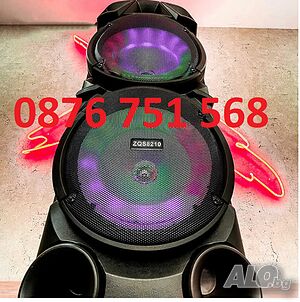 Нова Cobra ZQS8210 2х8 40W ПРЕНОСИМА КАРАОКЕ КОЛОНА цветомузика двоен говорител и микрофон.