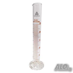 Мерителен цилиндър 25мл, Деление 0.5ml, Боросиликатно стъкло, 20214436