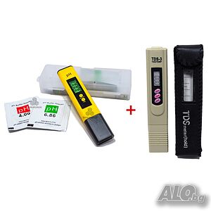 ПРОМО TDS метър 2в1, 0~9990ppm + PH метър с бутонно калибриране 4077