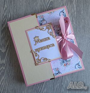 Скрапбук албум в розово, със слонче, ръчна изработка /59.8