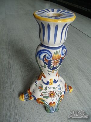 № 8048 стар френски порцеланов свещник - Vieux Rouen France - fait main