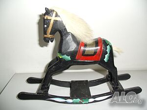 № 6873 стара дървена фигура / играчка - люлеещ кон