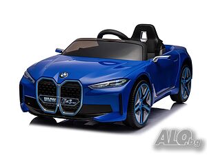 BMW i4 12V - Детска акумулаторна кола, Синя, EVA гуми, 4x4