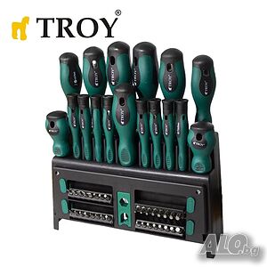 Комплект отвертки и битове с поставка - 50 части / Troy 22350 /