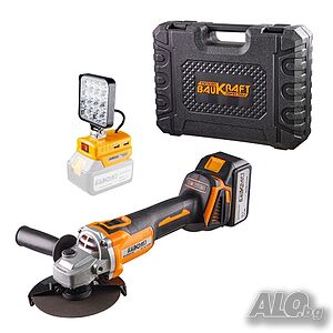 Ъглошлайф акумулаторен безчетков Ø125mm 18V 4Ah 16LED 2USB BK-BAG7