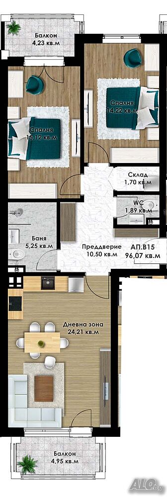 Тристаен апартамент на Коматевско шосе