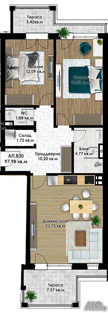 Пред АКТ 15! Тристаен апартамент в кв. Коматевско шосе