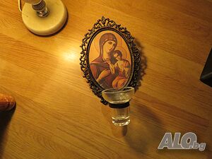 Старинен православен иконостас, триптих с Богородица и младенеца - 23х 15 см - притежавайте този ико